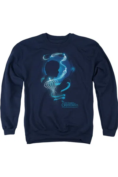 Gildan Fantastic Beasts 2 Newt Silhouette Adult Crewneck Sweatshirt In Blue