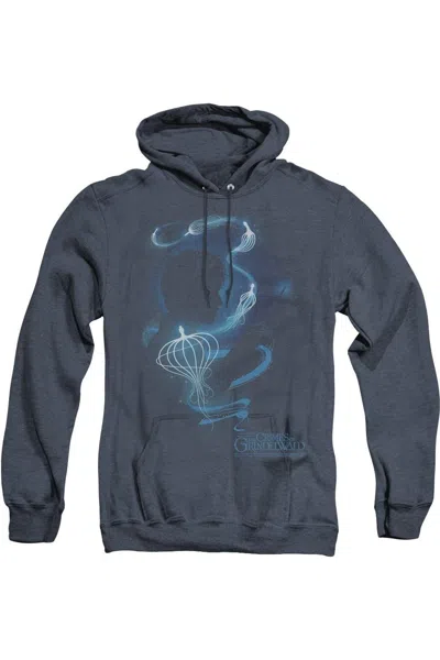 Gildan Fantastic Beasts 2 Newt Silhouette Adult Heather Hoodie / Hooded Sweatshirt In Blue
