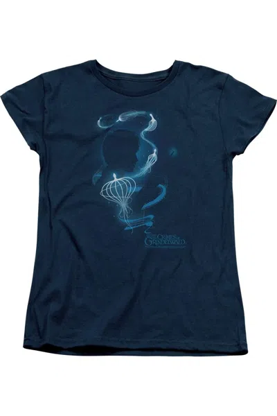 Gildan Fantastic Beasts 2 Newt Silhouette Short Sleeve Women´s Tee / T-shirt In Blue