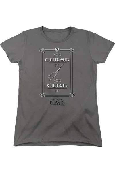 Gildan Fantastic Beasts Curse It Short Sleeve Womens Tee / T-shirt In Pink