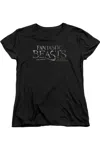 Gildan Fantastic Beasts Logo Short Sleeve Womens Tee / T-shirt In Black