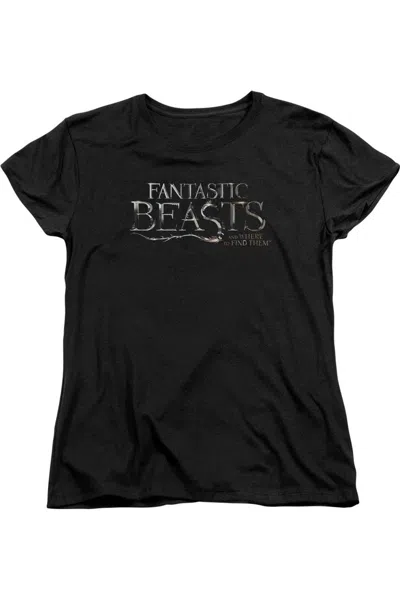 Gildan Fantastic Beasts Logo Short Sleeve Womens Tee / T-shirt In Black