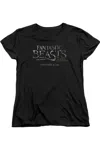 Gildan Fantastic Beasts Logo Short Sleeve Womens Tee / T-shirt In Black