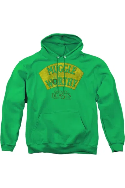 Gildan Fantastic Beasts Muggle Worthy Adult Pull Over Hoodie / Hooded Sweatshirt In Green
