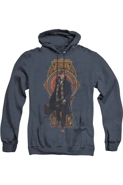 Gildan Fantastic Beasts Newt Scamander Adult Heather Hoodie / Hooded Sweatshirt In Blue