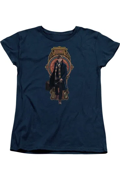Gildan Fantastic Beasts Newt Scamander Short Sleeve Womens Tee / T-shirt In Blue