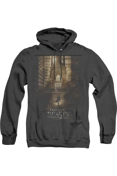 Gildan Fantastic Beasts Poster Adult Heather Hoodie / Hooded Sweatshirt In Black