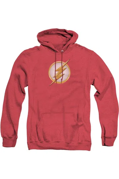 Gildan Justice League Of America Rough Flash Adult Heather Hoodie / Hooded Sweatshirt In Red