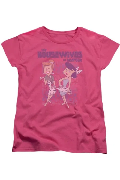 Gildan Flintstones Housewives Short Sleeve Womens Tee / T-shirt In Pink