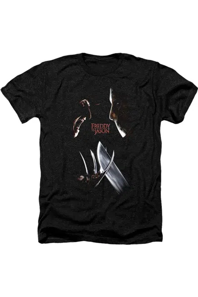 Gildan Freddy Vs Jason Face Off Adult Heather Tee / T-shirt In Black