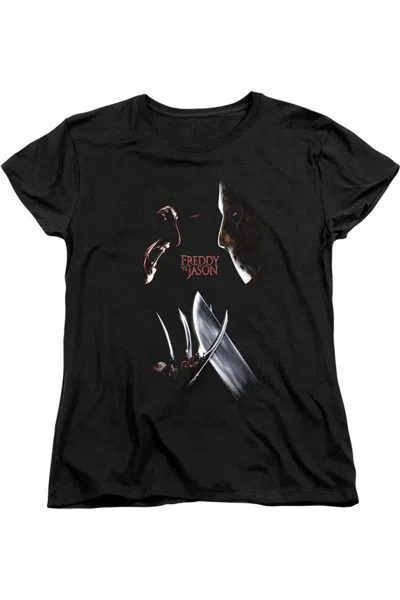 Gildan Freddy Vs Jason Face Off Short Sleeve Women´s Tee / T-shirt In Black