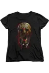 Gildan Freddy Vs Jason Mask And Claws Short Sleeve Women´s Tee / T-shirt In Black