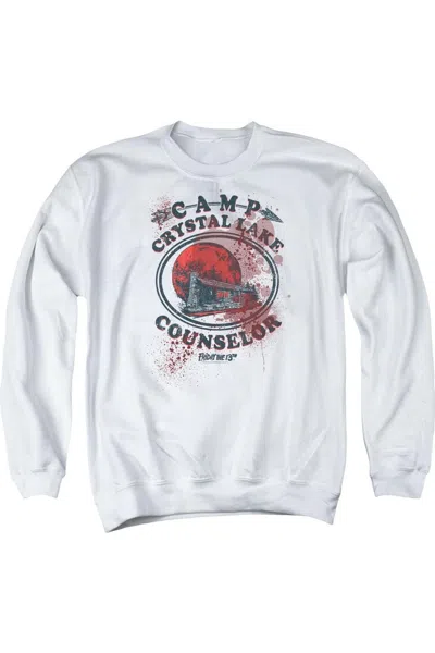 Gildan Friday The 13th Camp Counselor Victim Adult Crewneck Sweatshirt In White