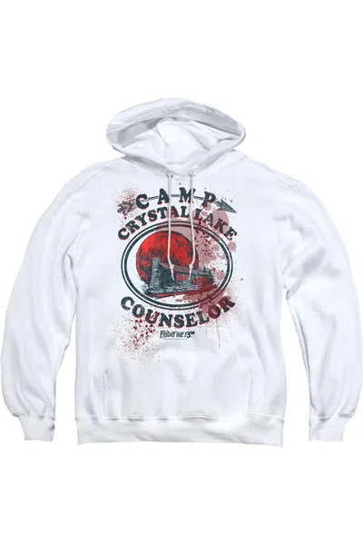 Gildan Friday The 13th Camp Counselor Victim Adult Pull Over Hoodie In White