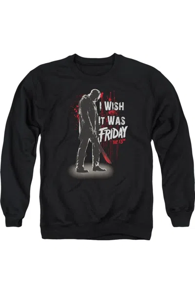 Gildan Friday The 13th I Wish It Was Friday Adult Crewneck Sweatshirt In Black