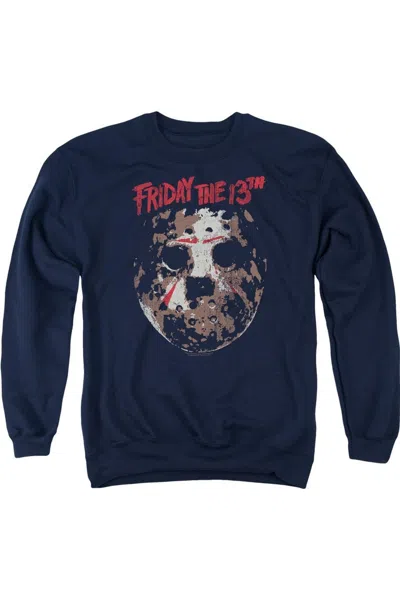 Gildan Friday The 13th Rough Mask Adult Crewneck Sweatshirt In Blue