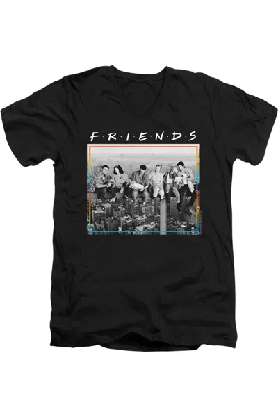 Gildan Friends Lunch Break Short Sleeve Adult V Neck Premium Cotton Tee / T-shirt In Black