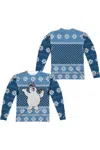 Gildan Frosty The Snowman Frosty Sweater (front/back Print) Long Sleeve Adult Poly Crew Tee / T-shirt In Blue