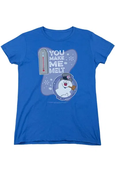 Gildan Frosty The Snowman Melt Short Sleeve Womens Tee / T-shirt In Blue