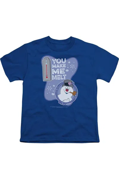 Gildan Kids' Frosty The Snowman Melt Short Sleeve Youth Tee / T-shirt In Blue