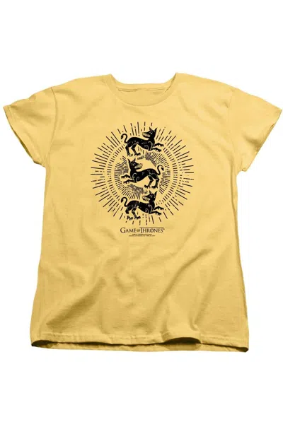 Gildan Game Of Thrones Clegane Burst Sigil Short Sleeve Women´s Tee / T-shirt In Yellow