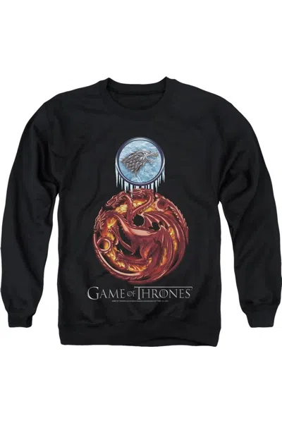 Gildan Game Of Thrones Combined Targaryn And Stark Adult Crewneck Sweatshirt In Black