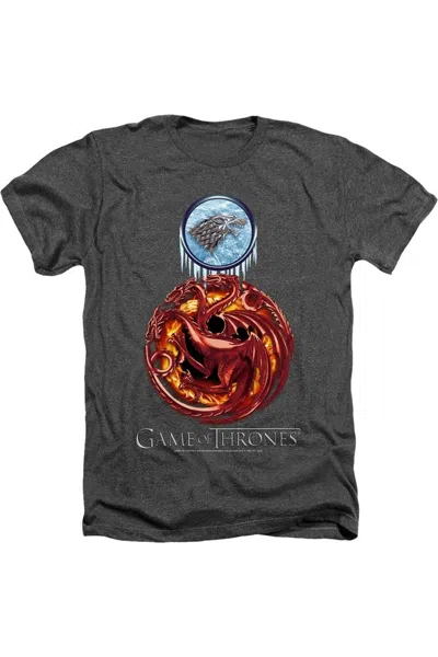 Gildan Game Of Thrones Combined Targaryn And Stark Adult Heather Tee / T-shirt In Black