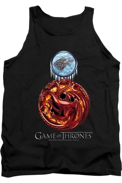 Gildan Game Of Thrones Combined Targaryn And Stark Adult Tank Top In Black