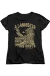 Gildan Game Of Thrones Debts Short Sleeve Women´s Tee / T-shirt In Black