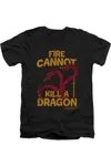 Gildan Game Of Thrones Dragons With Fire Short Sleeve Adult V Neck Premium Cotton Tee / T-shirt In Black