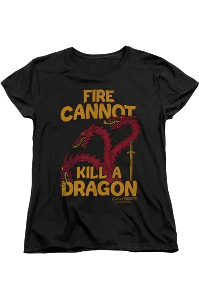 Gildan Game Of Thrones Dragons With Fire Short Sleeve Women´s Tee / T-shirt In Black