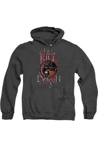 Gildan Game Of Thrones Fire Cannot Kill A Dragon Adult Heather Hoodie / Hooded Sweatshirt In Black
