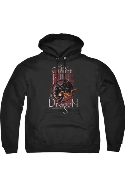 Gildan Game Of Thrones Fire Cannot Kill A Dragon Adult Pull Over Hoodie / Hooded Sweatshirt In Black