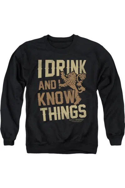 Gildan Game Of Thrones Know Things Adult Crewneck Sweatshirt In Black