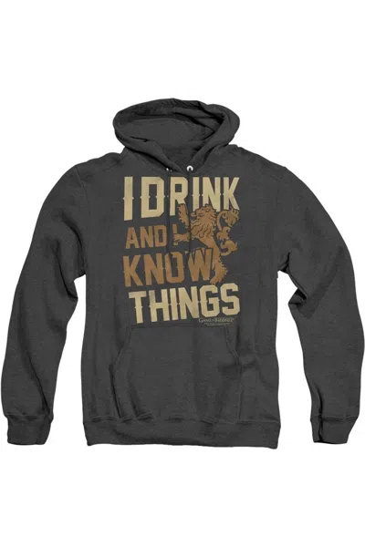 Gildan Game Of Thrones Know Things Adult Heather Hoodie / Hooded Sweatshirt In Black