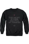 Gildan Game Of Thrones Night Is Dark Adult Crewneck Sweatshirt In Black