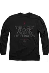 Gildan Game Of Thrones Night Is Dark Long Sleeve Adult Tee / T-shirt In Black