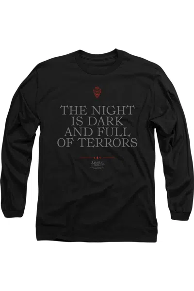 Gildan Game Of Thrones Night Is Dark Long Sleeve Adult Tee / T-shirt In Black
