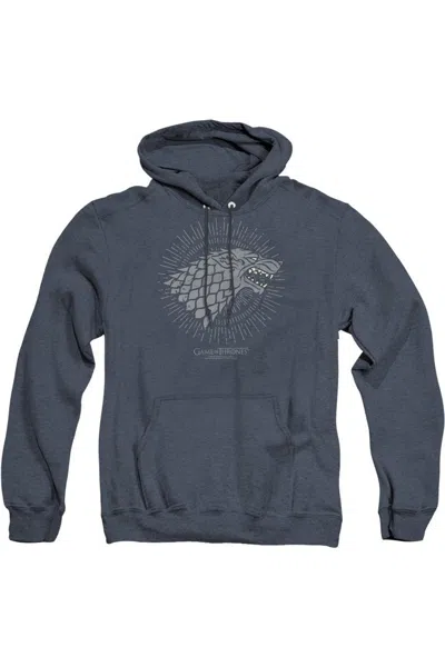 Gildan Game Of Thrones Stark Burst Sigils Adult Heather Hoodie / Hooded Sweatshirt In Blue