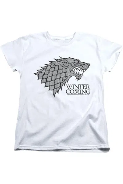 Gildan Game Of Thrones Startk Winter Is Coming On White Short Sleeve Women´s Tee / T-shirt