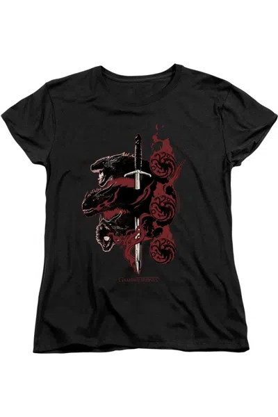 Gildan Game Of Thrones Targaryen Dragons Short Sleeve Women´s Tee / T-shirt In Black