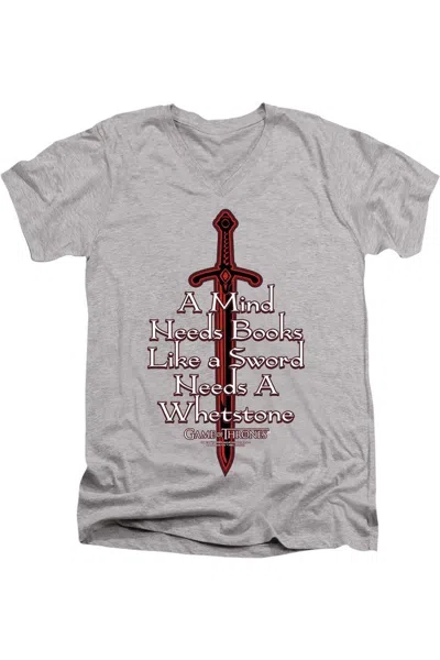 Gildan Game Of Thrones The Mind Needs Books Short Sleeve Adult V Neck Premium Cotton Tee / T-shirt In Multi