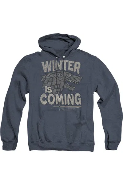 Gildan Game Of Thrones Winter Is Coming Adult Heather Hoodie / Hooded Sweatshirt In Blue