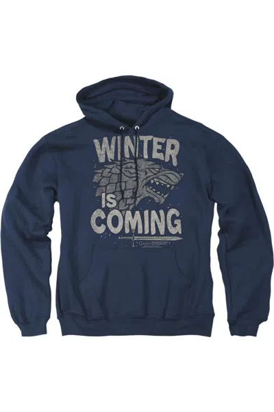 Gildan Game Of Thrones Winter Is Coming Adult Pull Over Hoodie / Hooded Sweatshirt In Blue
