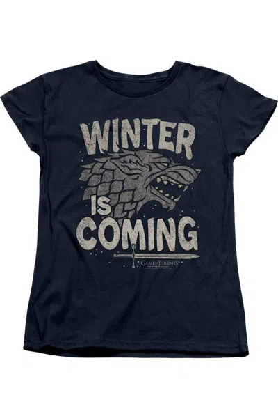 Gildan Game Of Thrones Winter Is Coming Short Sleeve Women´s Tee / T-shirt In Blue