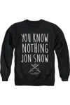Gildan Game Of Thrones You Know Nothing Jon Snow Adult Crewneck Sweatshirt In Black