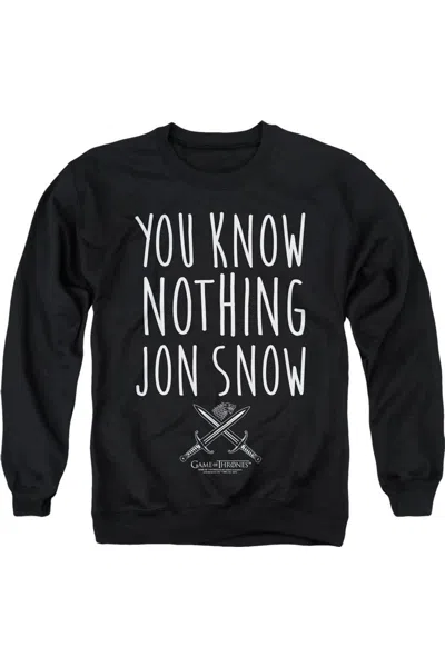 Gildan Game Of Thrones You Know Nothing Jon Snow Adult Crewneck Sweatshirt In Black