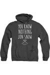 Gildan Game Of Thrones You Know Nothing Jon Snow Adult Heather Hoodie / Hooded Sweatshirt In Black