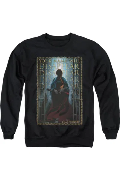 Gildan Game Of Thrones Your Name Will Disappear Adult Crewneck Sweatshirt In Black