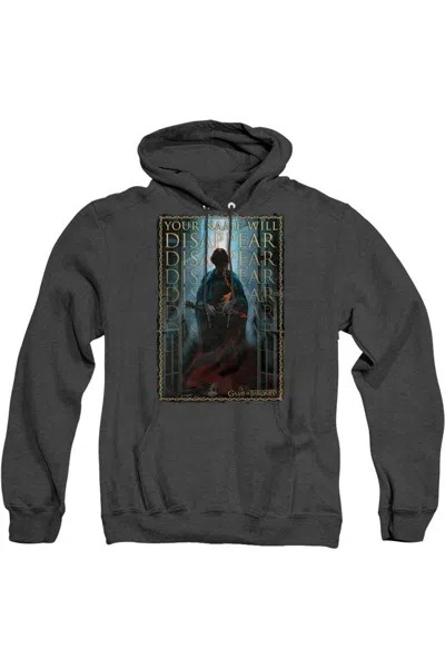 Gildan Game Of Thrones Your Name Will Disappear Adult Heather Hoodie / Hooded Sweatshirt In Black